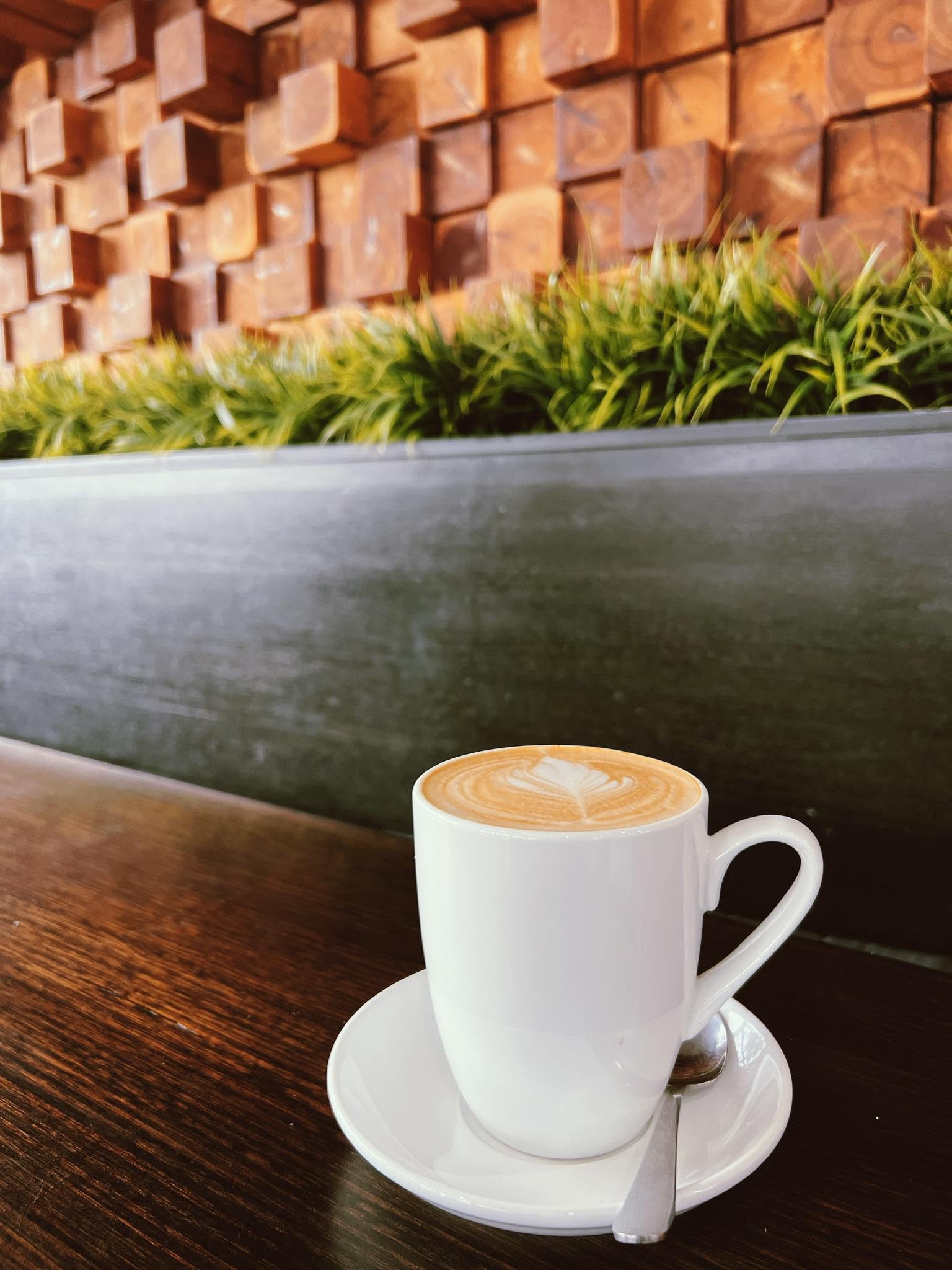 Latte by the planter